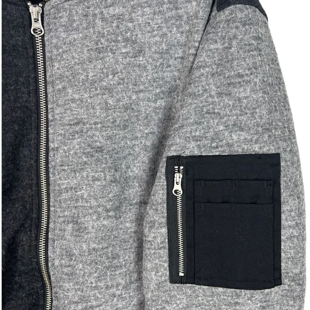 New Wesc Mumel Women US M Bomber Jacket Melange Grey Colorblock Flannel Unisex - Picture 7 of 11